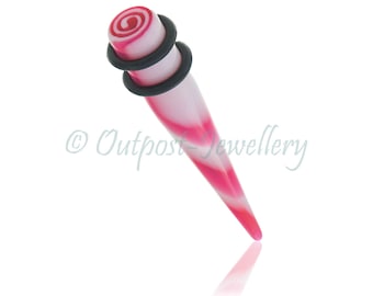 Red Swirl Stretcher Taper Spike Print Expander Plug Tool For Stretching Ear Lobes 3mm 4mm 5mm 6mm 8mm 10mm