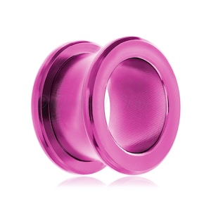 1 x Purple steel tunnel screw fit back and rounded rim anodised surgical steel 316L size 3.2mm 4mm 5mm 6mm 8mm 10mm 12mm 14mm 16mm 18mm 20mm