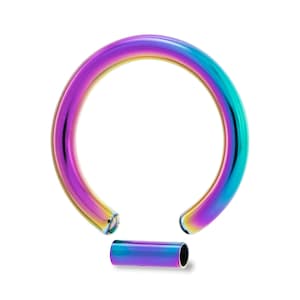 Anneau de fermeture de barre anodisé arc-en-ciel - Tube BCR 316L acier chirurgical 1,6 mm, 2,5 mm, 2,5 mm, 3,2 mm (14g 12g 10g 8g) ASTM F138 peut nécessiter un raccord professionnel