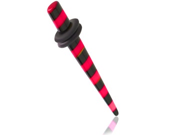 Pink & Black Stripes Stretcher Taper Spike Print Expander Plug Tool For Stretching Ear Lobes 3mm 4mm 5mm 6mm 8mm