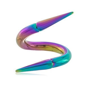 Spiralskivstång regnbågsfärgad kirurgiskt stål kraftig stor twister hästskokropp och långa konspikar anodiserad 3,2 mm 4 mm 5 mm, 8ga 6ga 4ga
