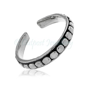 Dot channel toe ring real solid 925 sterling silver adjustable open midi top finger toering