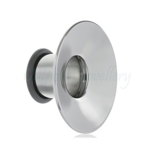 1 x Plain Disc Super Flared Tunnel Surgical Steel – Huge flared disc on an ear flesh tunnel plug with O-ring 10mm 12mm 14mm Sold as 1 piece