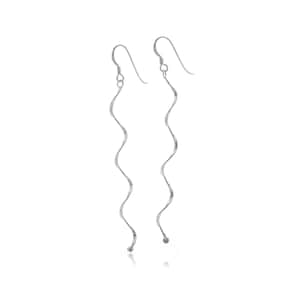 Real sterling silver 925 coil spiral long drop earrings for women modern party
