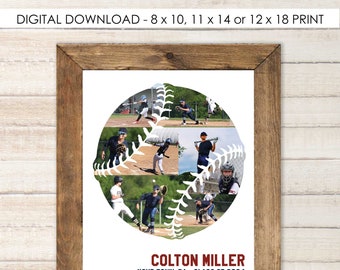 Baseball Photo Collage | Softball Photo Collage | Senior Night | Coach Gift | Baseball Photo Gift | Printable Custom Design