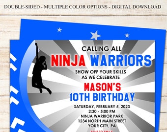 Printable Ninja Warrior Invitation |  Ninja Birthday Invitation | Ninja Warrior Birthday Invitation | Personalized Ninja Invitation