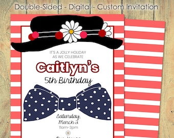Mary Poppins Birthday Invitation | Mary Poppins Inspired Party | Practically Perfect Party | Digital Download | 5x7 Invitation