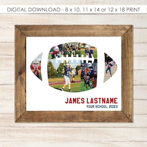 PRINTABLE Custom Football Photo Collage | Senior Night | Coach Gift | Football Photo Gift | Printable PDF & JPEG