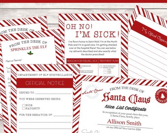 Custom Christmas Elf Printable Letters - I&#39;m Back! Elf Letter - Elf Behavior Report - I&#39;m Sick Elf Note- Elf Ideas - Nice List Certificate