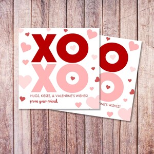 XOXO Valentine Tag | Cute Valentine's Day Card | Printable Valentine's Day Cards | Kids Valentine's Day Cards | Instant Download