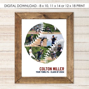 Baseball Photo Collage | Softball Photo Collage | Senior Night | Coach Gift | Baseball Photo Gift | Printable Custom Design