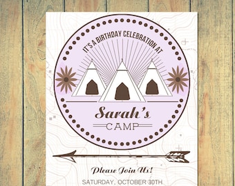 Camping Invitation / Camping Birthday Invitation / Camp Party Invitation / Camp Fire Invitation