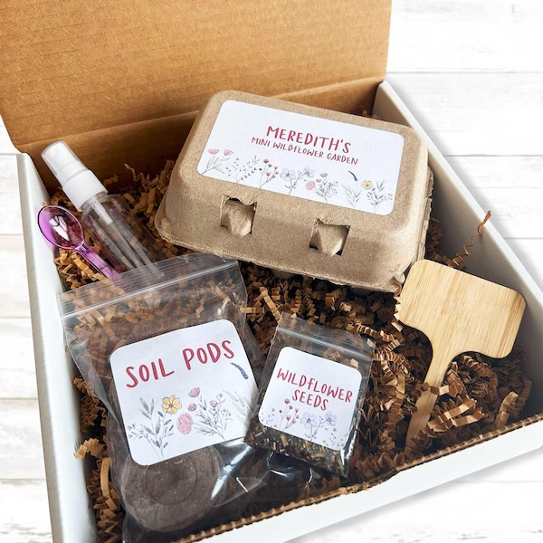 Personalized Mini Wildflower Garden | Activity Box | Kids Gardening Set | Planting Kit | Summer Activity | Earth Day