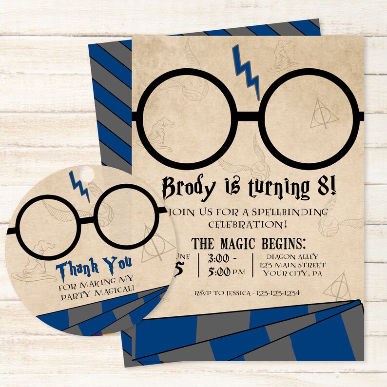 Wizard Birthday Invitation & Gift Tags Magical Birthday Printable