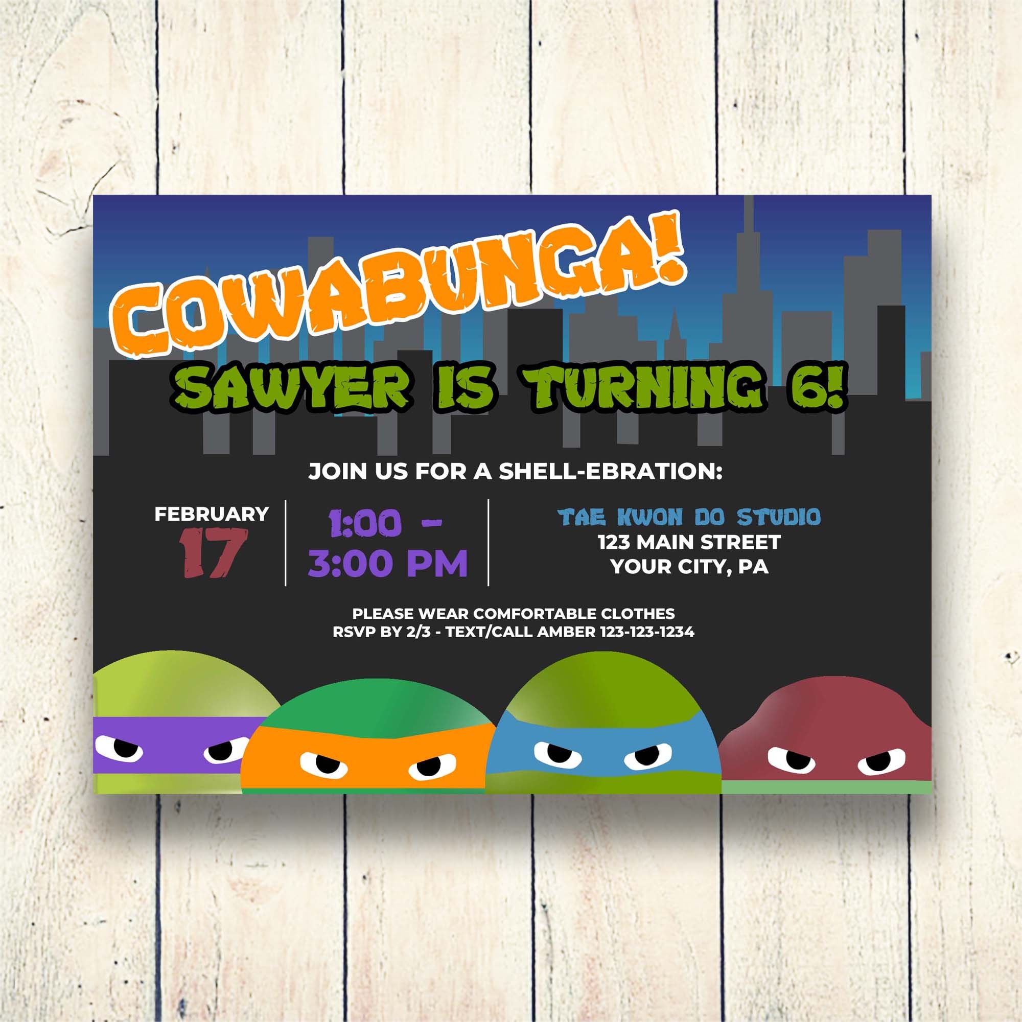 Printable Ninja Turtle Invitation | Ninja Birthday Invitation | Turtle Birthday Invitation ...