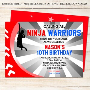 Printable Ninja Warrior Invitation | Ninja Birthday Invitation | Ninja Warrior Birthday ...
