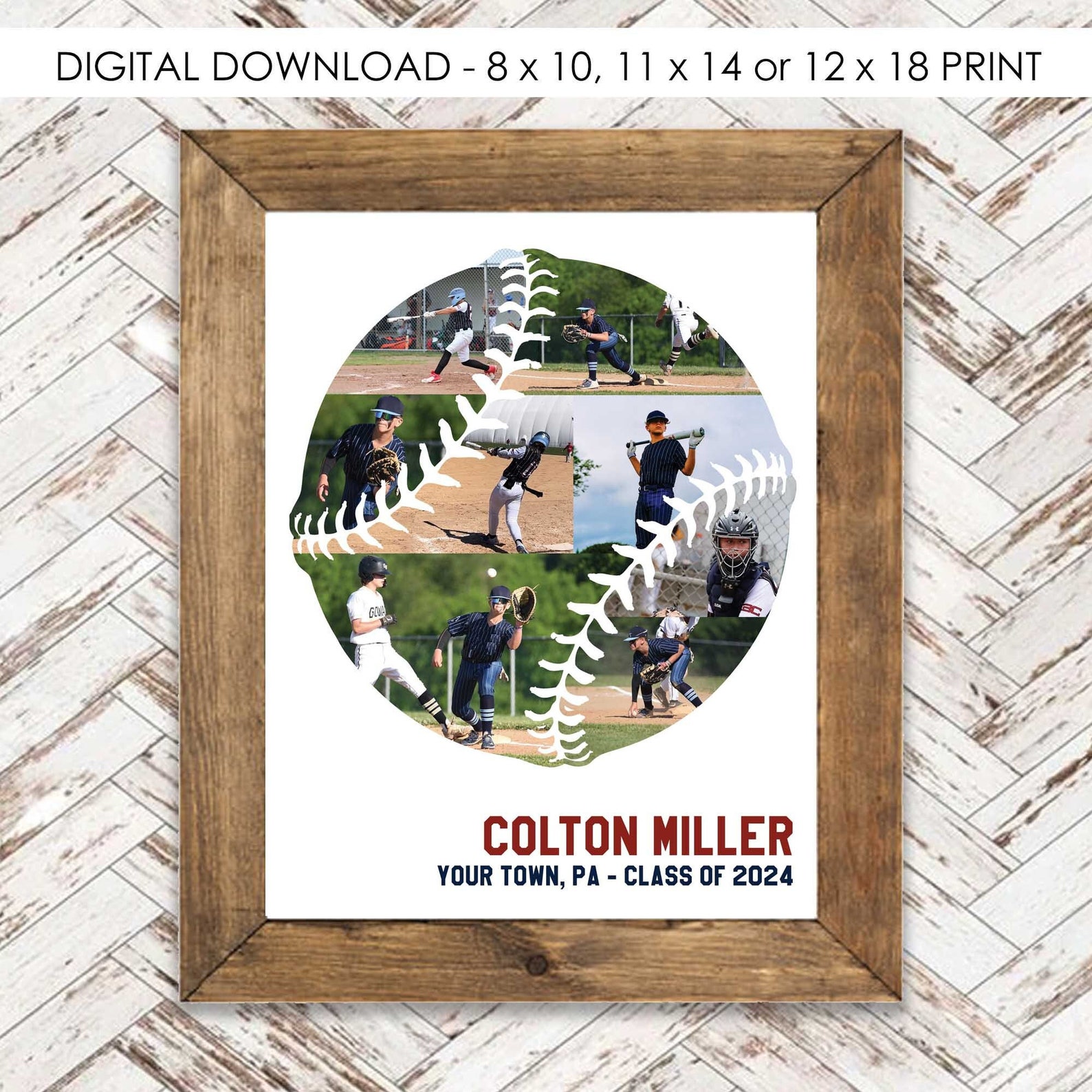 PRINTABLE Custom Baseball Photo Collage Senior Night Coach Gift