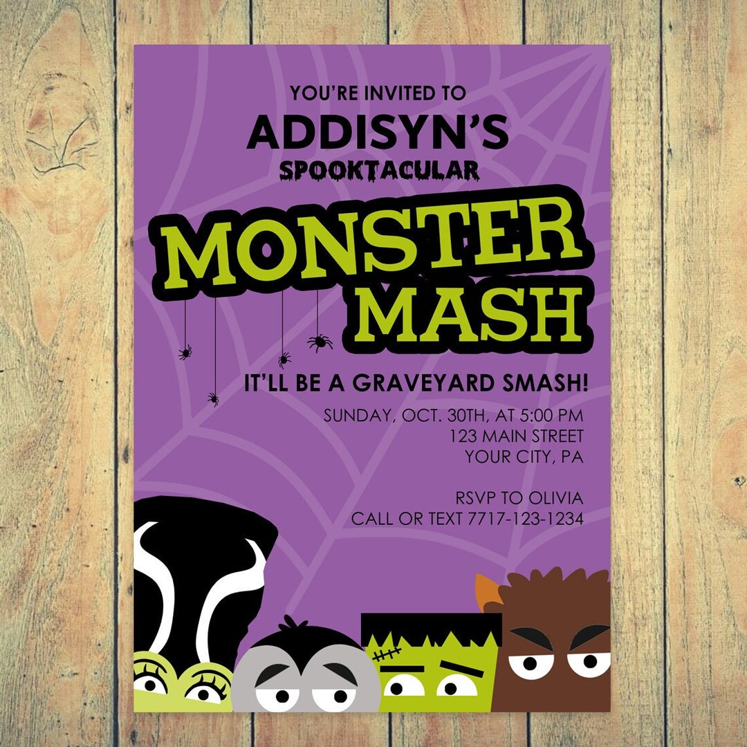 MONSTER MASH Invitation | Halloween Party | Custom Invitation ...