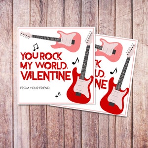 You Rock My World, Valentine | Cute Valentine's Day Card | Printable Valentine's Day Cards | Kids Valentine's Day Cards | Valentine Tag