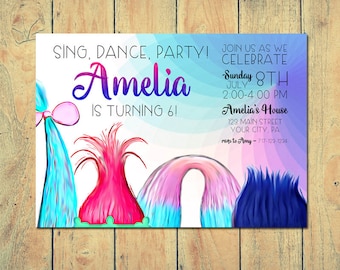 Trolls Birthday Invitation | Trolls Birthday | Trolls Party | Trolls Birthday Party | Digital Trolls Invitation | Girls Trolls Party Invite