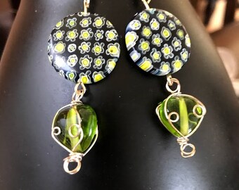 Earrings limes and blue