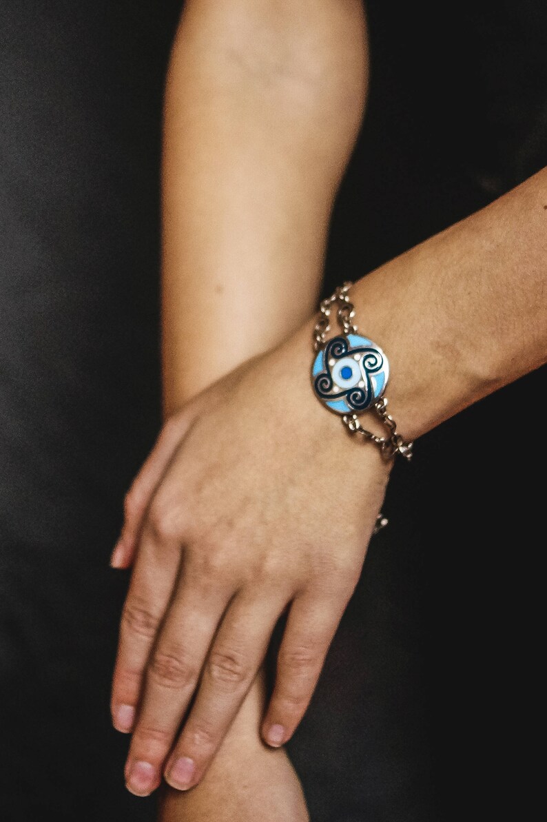 Native ethnic jewelry jewelry wife Ethnic bracelet Boho bracelet Blue aqua Handmade bracelet Silvered bracelet Nautical women bracelet
