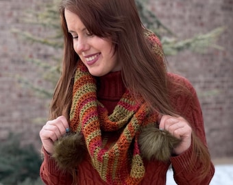 Crochet Bandana Scarf - Autumn Stirpes