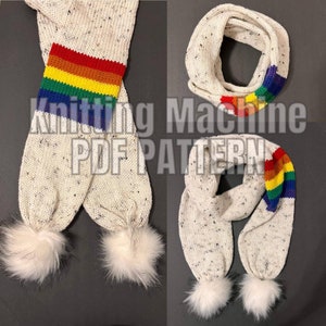 Rainbow scarf - Sentro/Addi Circular Knitting Machine Pattern PDF