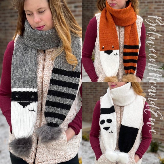 3 Panda Scarf Sentro/addi Circular Knitting Machine Pattern PDF 