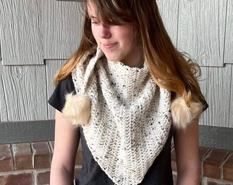 Bo-ho Triangle Scarf - Ivory Tweed