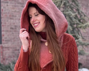 Elvira hooded cowl - Dusty Rose