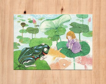 Watercolour illustration - "Tin Frog x Thumbelina" - postcard