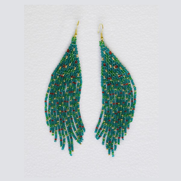 Dangling earrings handmade with Czech seed beads. Seed beaded long earrings. Fringe earrings. Bohemian style.