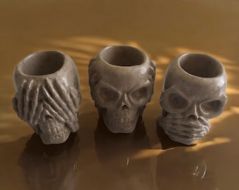 Black Obsidian See No Evil Hear No Evil Speak No Evil Skull