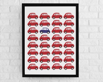 Toddler Boy's Printable, Little Red Car Wall Art, Boy's decor for framing, Modern Nursery Wall Art