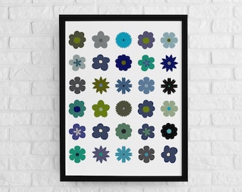 Aesthetic Nordic Flower Folk Art Print, printable wall art, Instant Download, Scandinavian Wall Art, Print for framing,