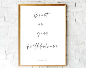 Lamentations 3:23, Bible based Printable, Great is thy faithfulness, Christian Wall Art, Instant Download,