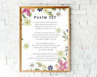 Psalm 121, Bible Based Printable, Instant Download, I Lift Up My Eyes, Christian Wall Art