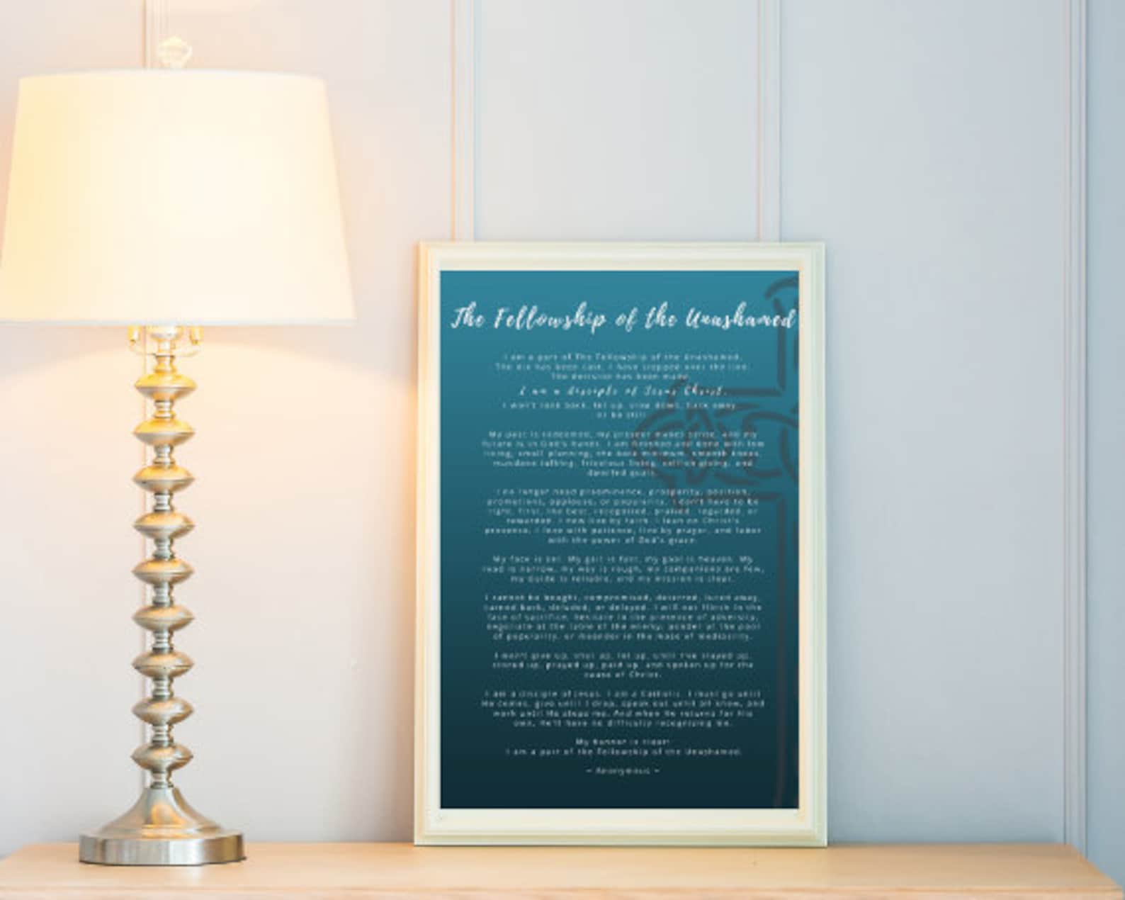 The Fellowship of the Unashamed, Bible Based Printable for Framing