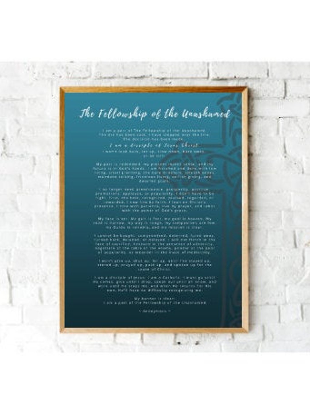 The Fellowship of the Unashamed, Bible Based Printable for Framing