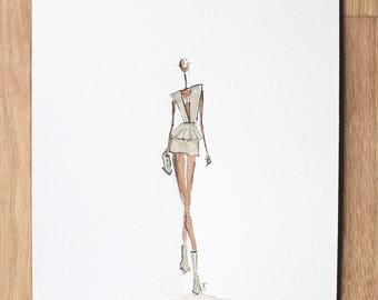 original fashion show watercolor - fashion sketch inspired by haute couture shows