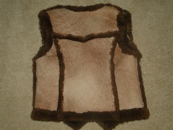 Vintage BROWN Suede Leather vest Jacket Sz.11/12 - image 6