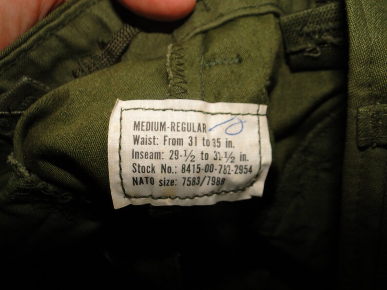 Vintage og-107 Vietnam War US Military Uniform Trousers pant BUTTON FLY 31x 33