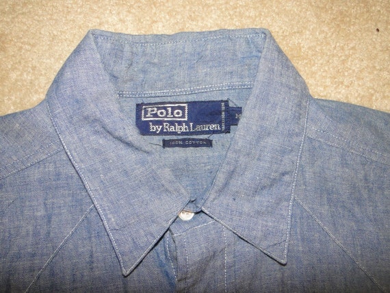 VINTAGE POLO by Ralph Lauren denim Chambray Weste… - image 6