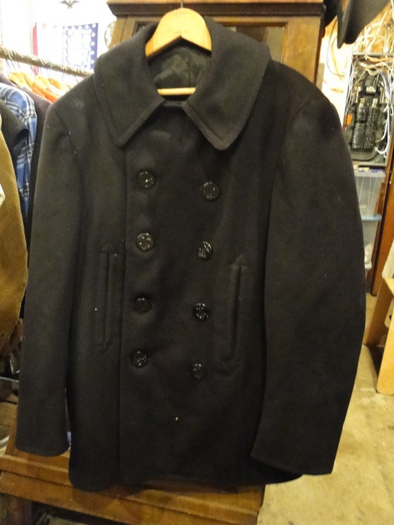 VINTAGE RARE us navy wwii  10-button  pea coat ja… - image 5