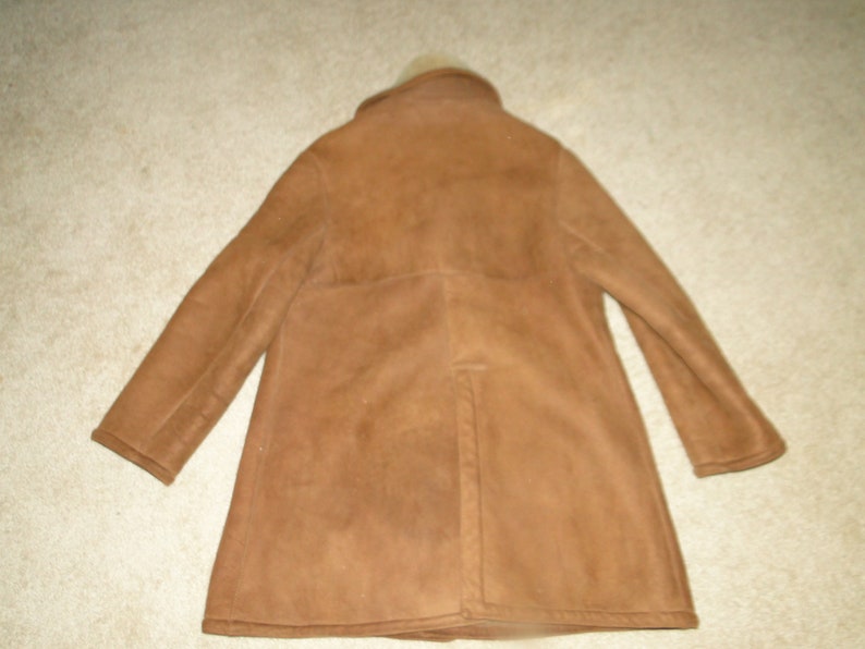 Vintage BROWN Suede Leather Jacket With Shearling Lined Sz 44 mens