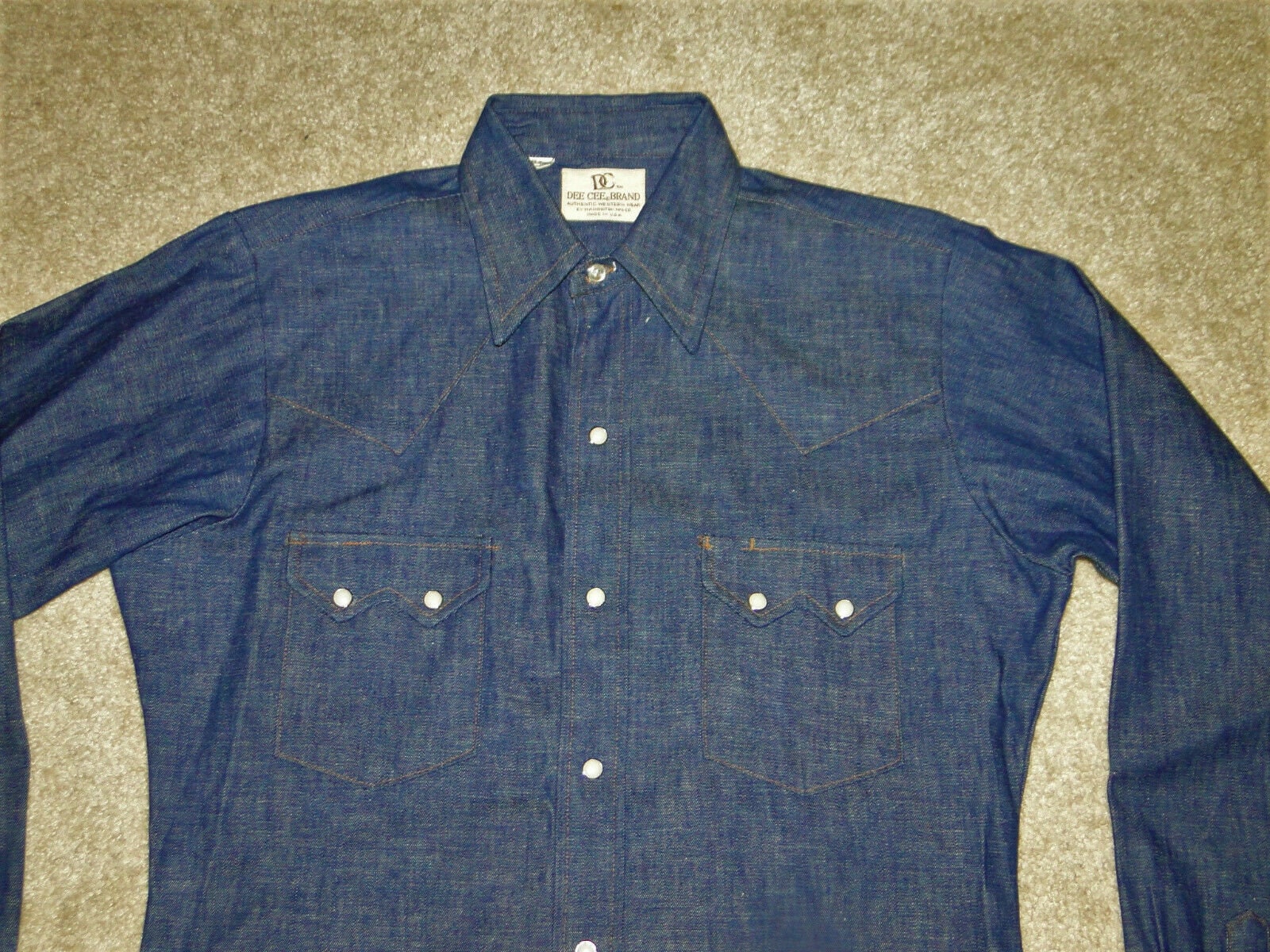 Vintage Dee Cee Western Denim Shirt Made in USA NEVER WORM Size 15 