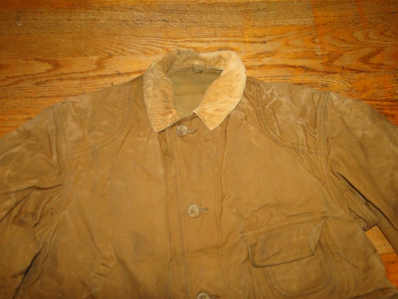 Vintage Jacket Canvas Hunting Coat Brown USA 40s … - image 9