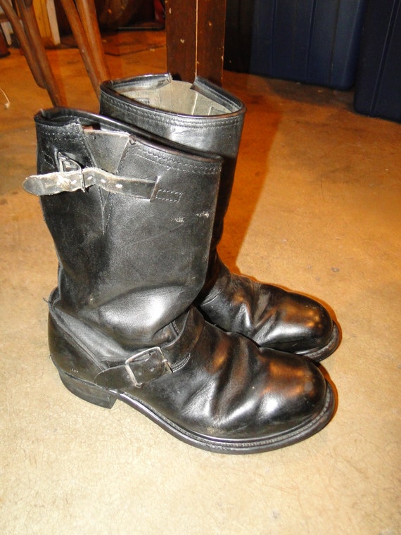 Vintage  ENGINEER MOTORCYCLE Leather black boot s… - image 10