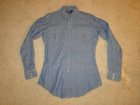 VINTAGE POLO by Ralph Lauren denim Chambray Weste… - image 1